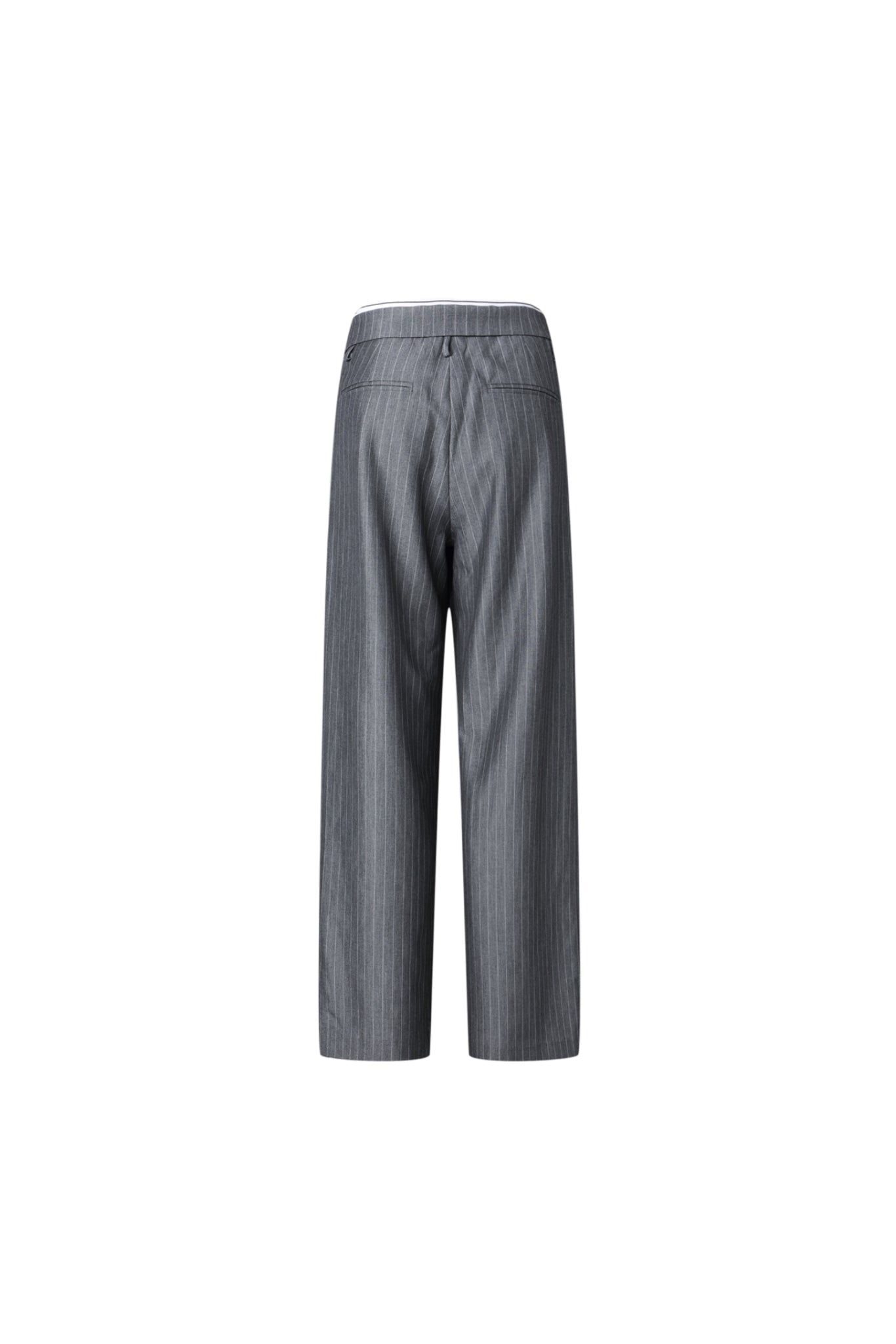 Elastic Rib Logo Grey Stripe Fold-Over Waist Trousers