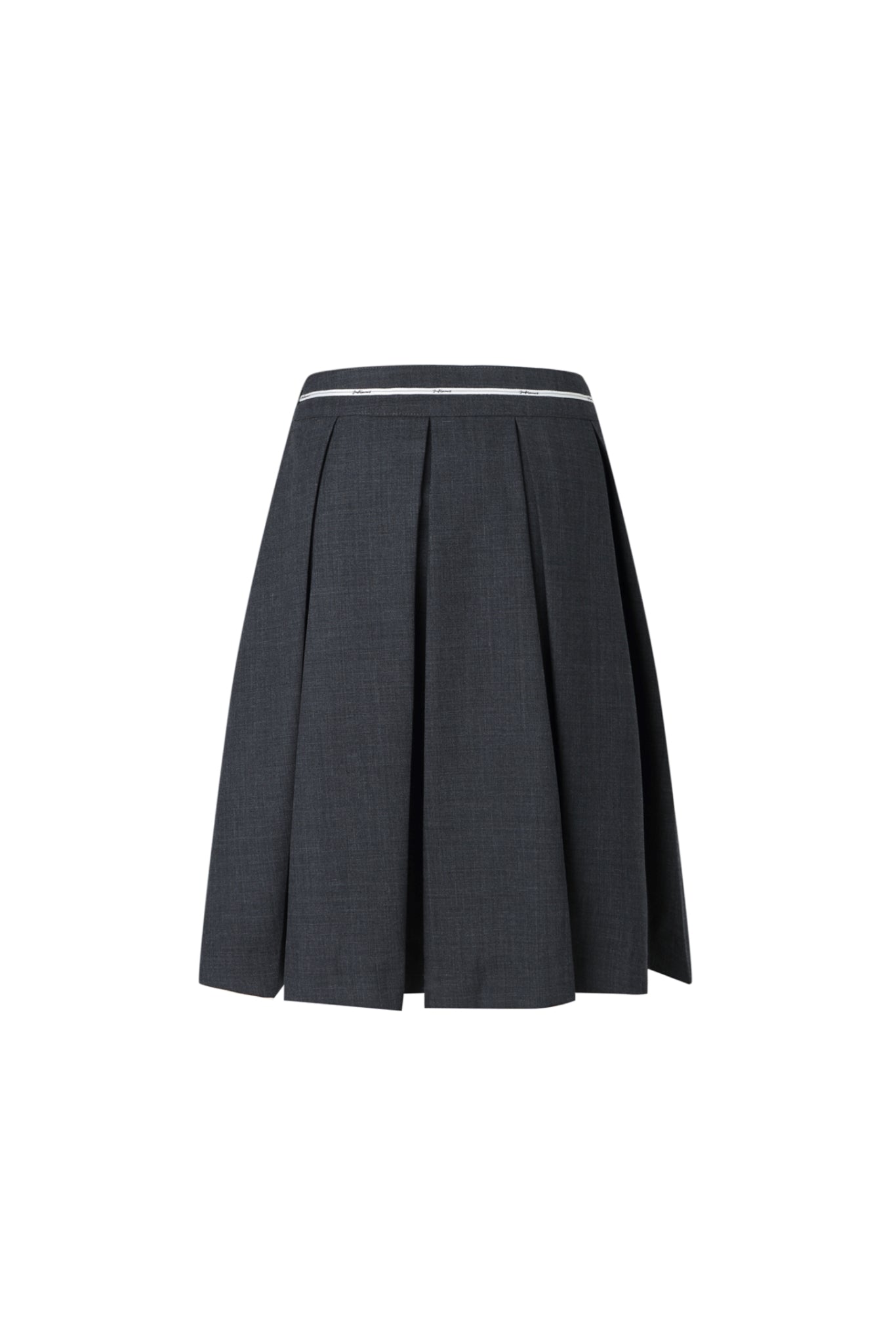 Cross-Waist Grey Pleated Skirt