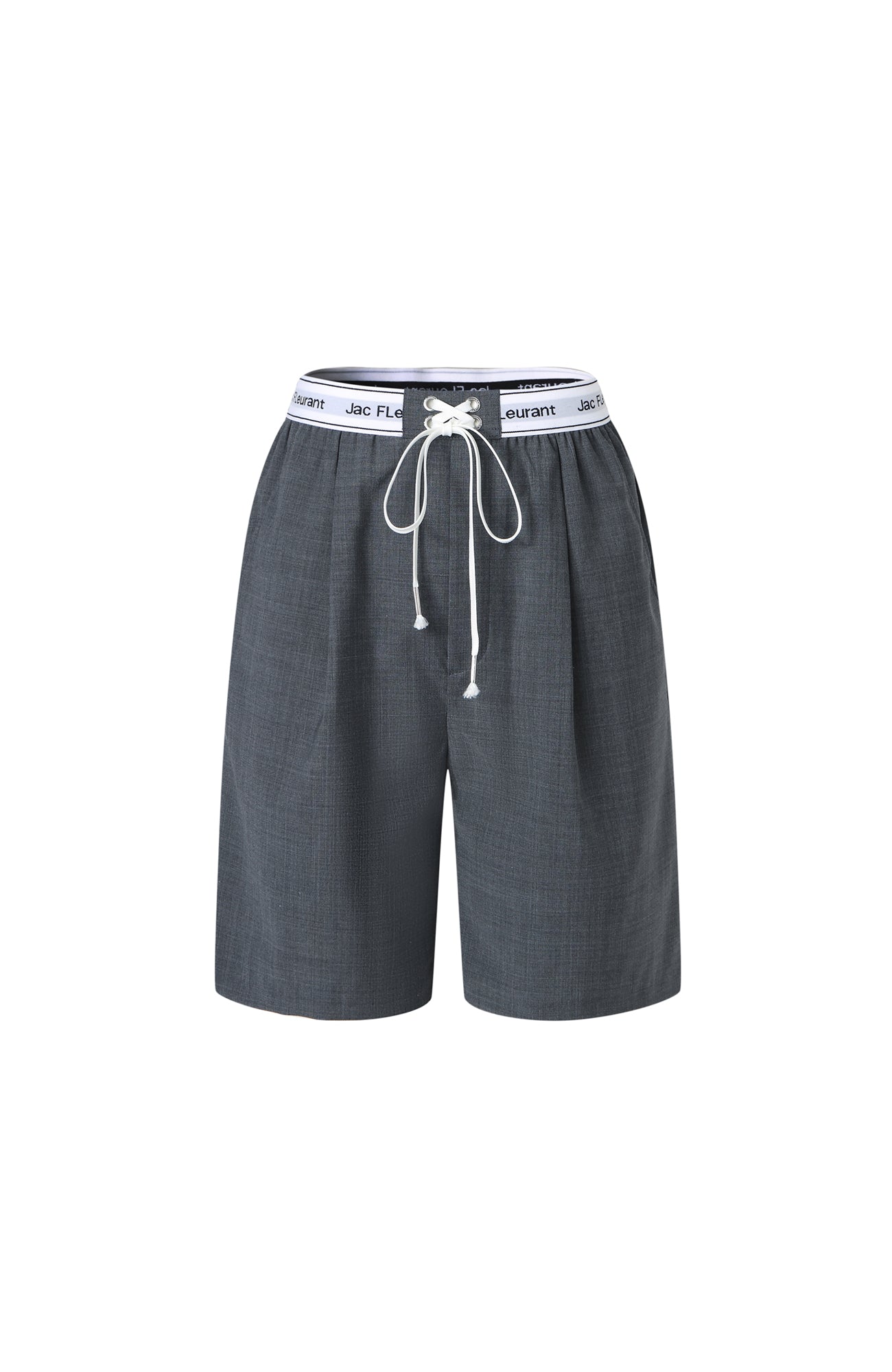 Elastic Rib Logo Drawstring Bermuda Shorts