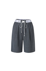 Elastic Rib Logo Drawstring Bermuda Shorts
