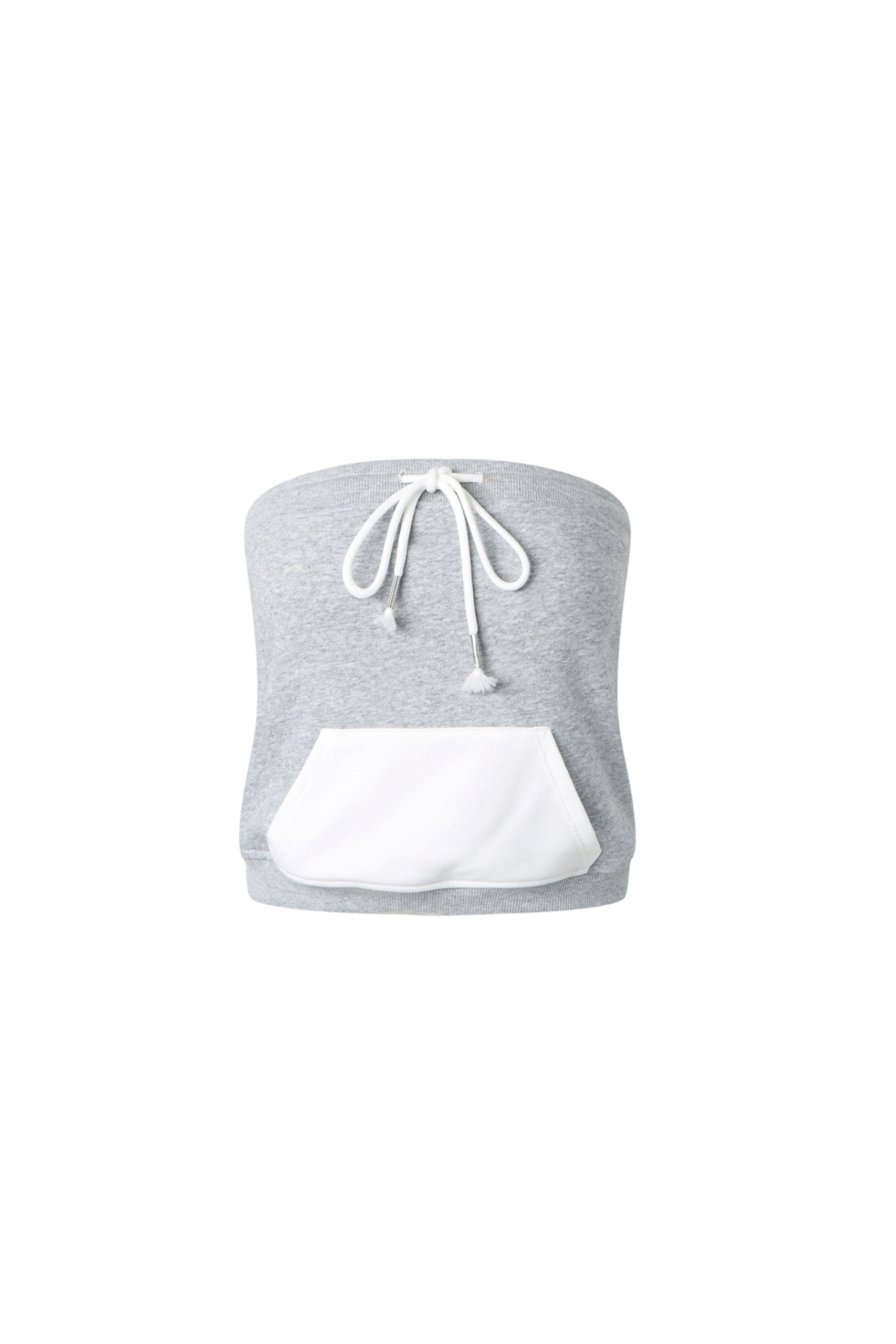 Grey & White Color Block Drawstring Bustier