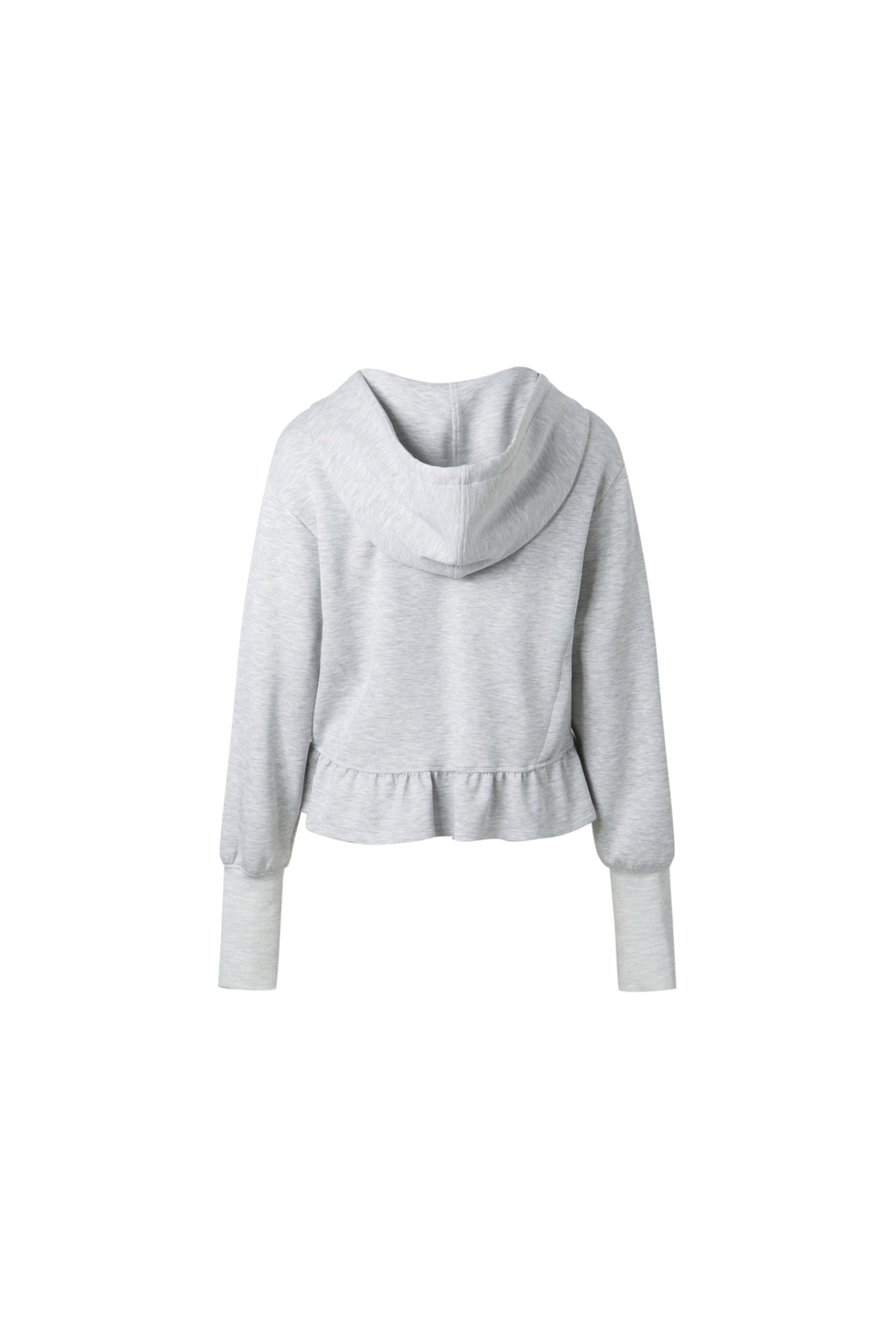 Grey Hem Ruffle Detail Zip Hoodie - Set