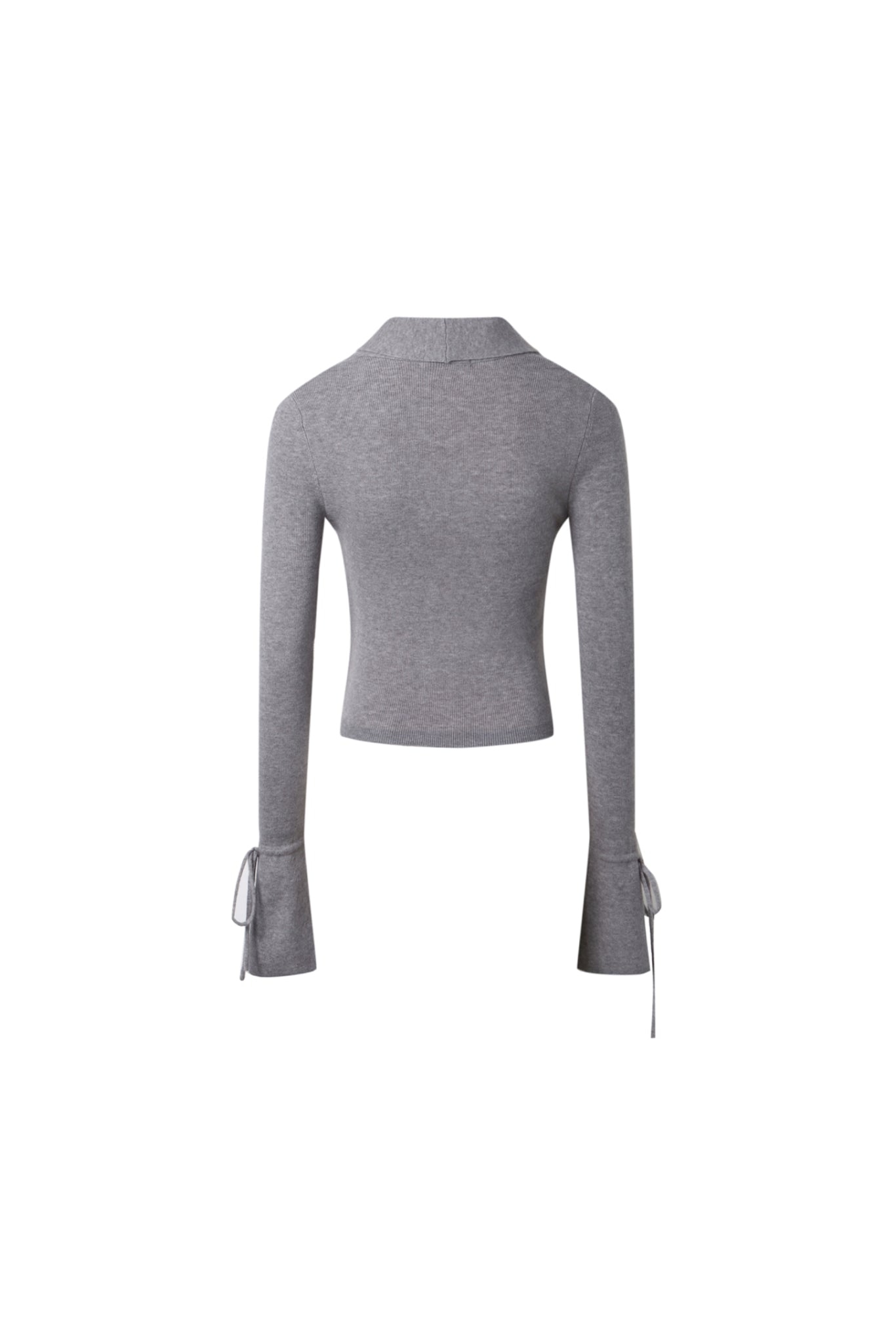 Grey Tie-Detail False Two-Piece Logo Knit Top - Set