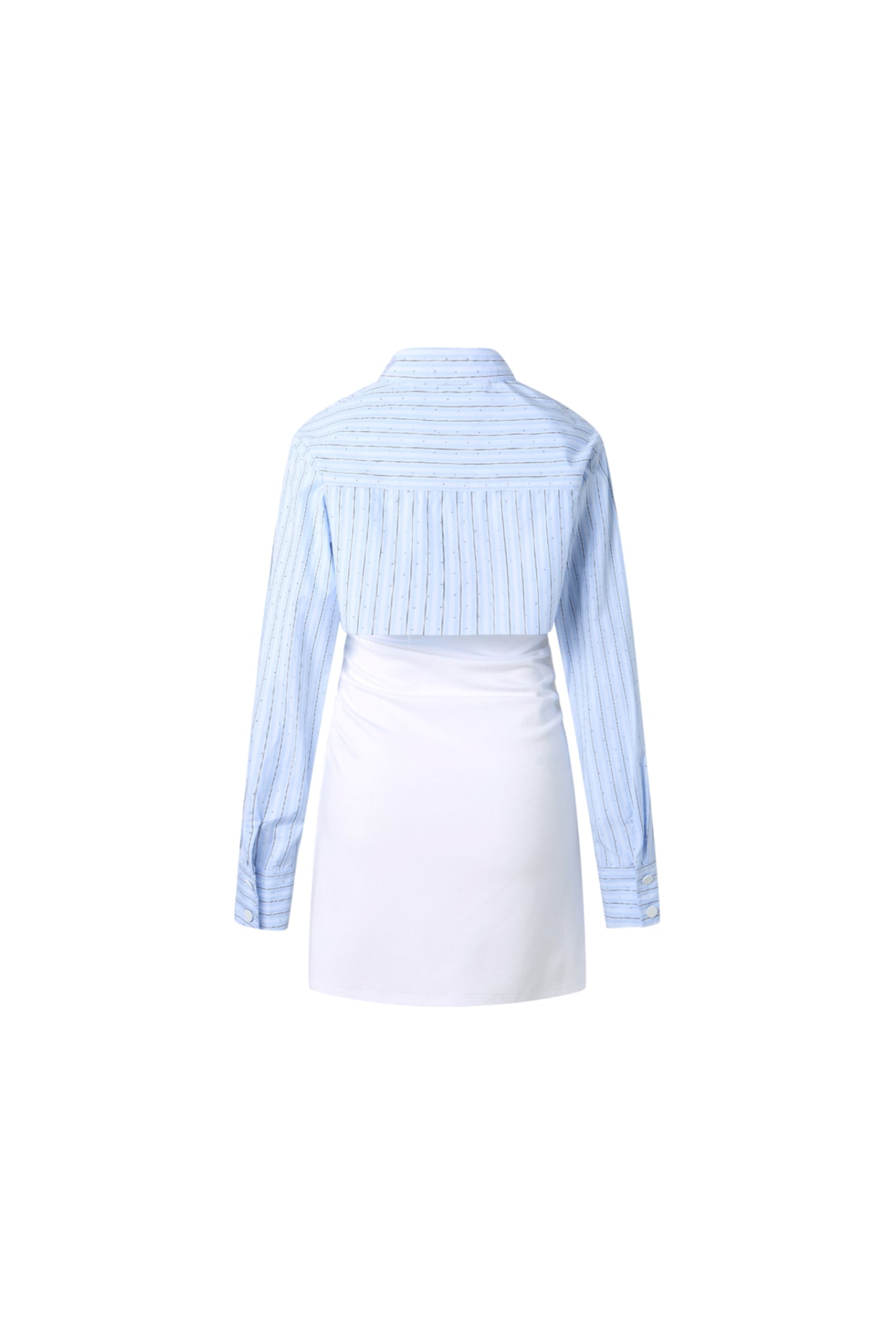 Blue Stripe False Two-Piece Shirt Dress