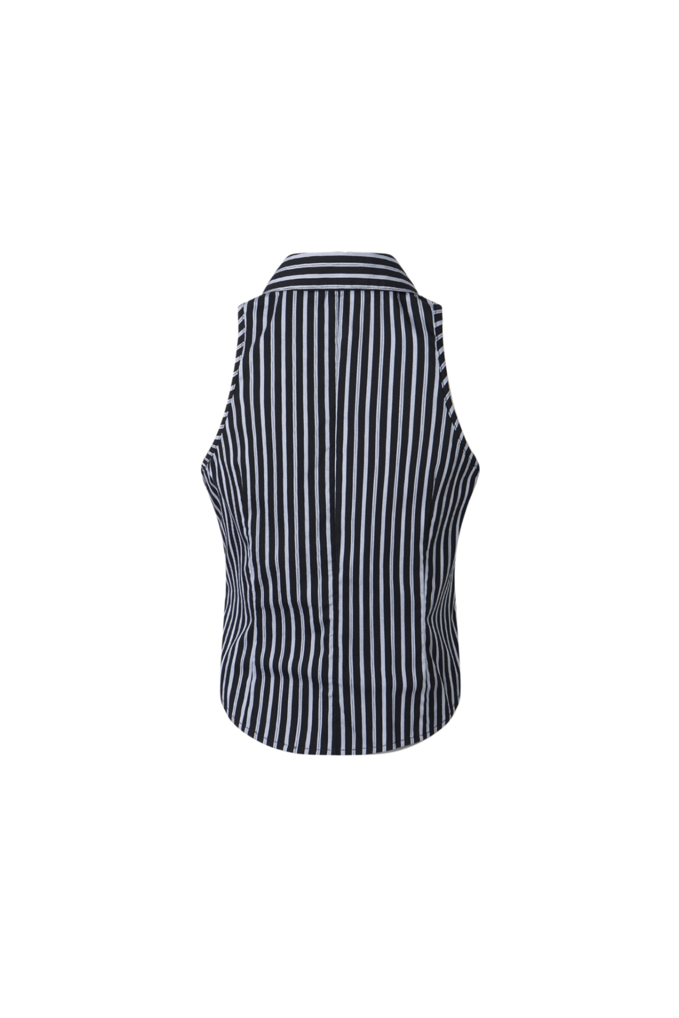 Black & Grey Stripe Lace-Up Sleeveless Top