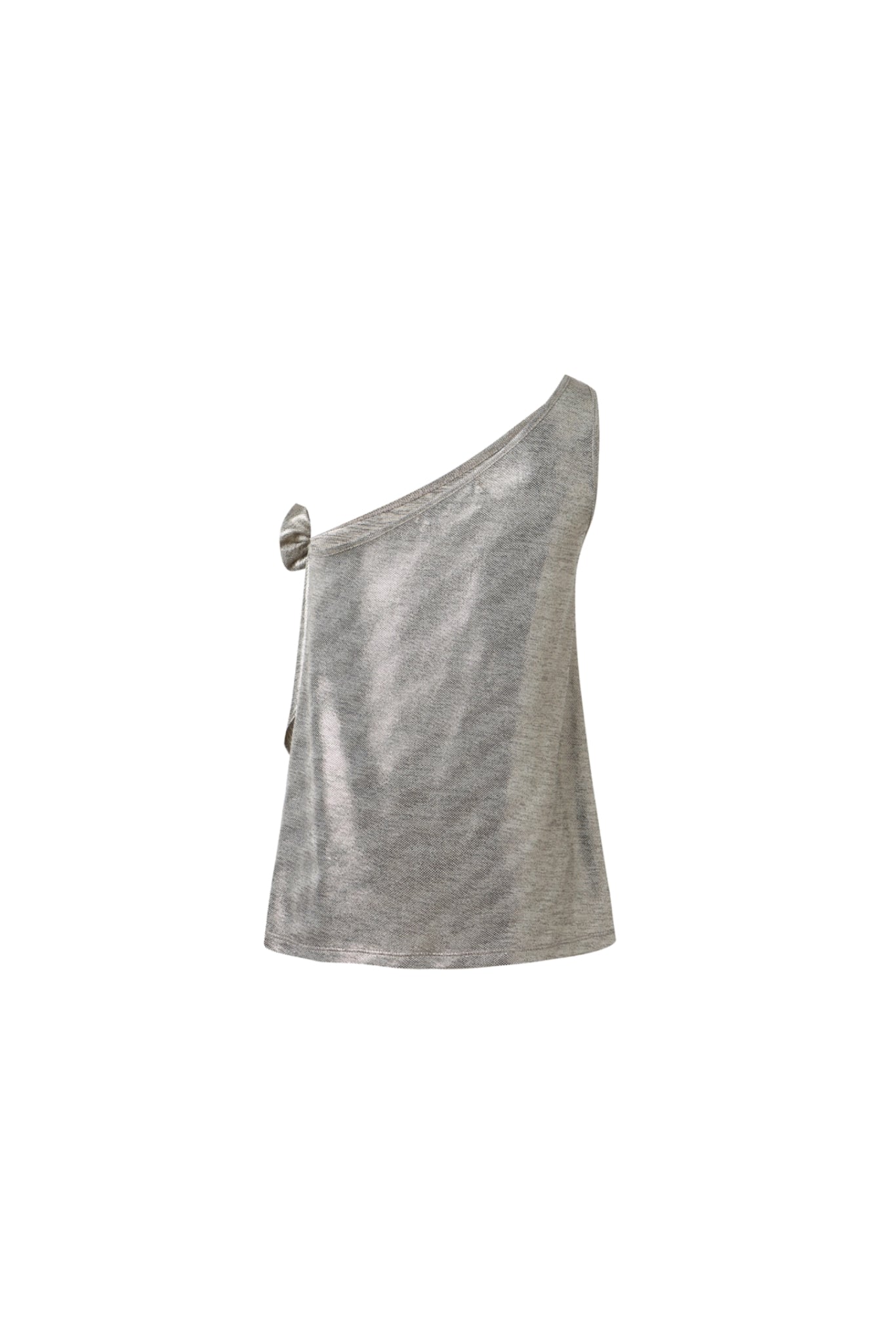 Sequin Flower Tie-Detail One-Shoulder Top