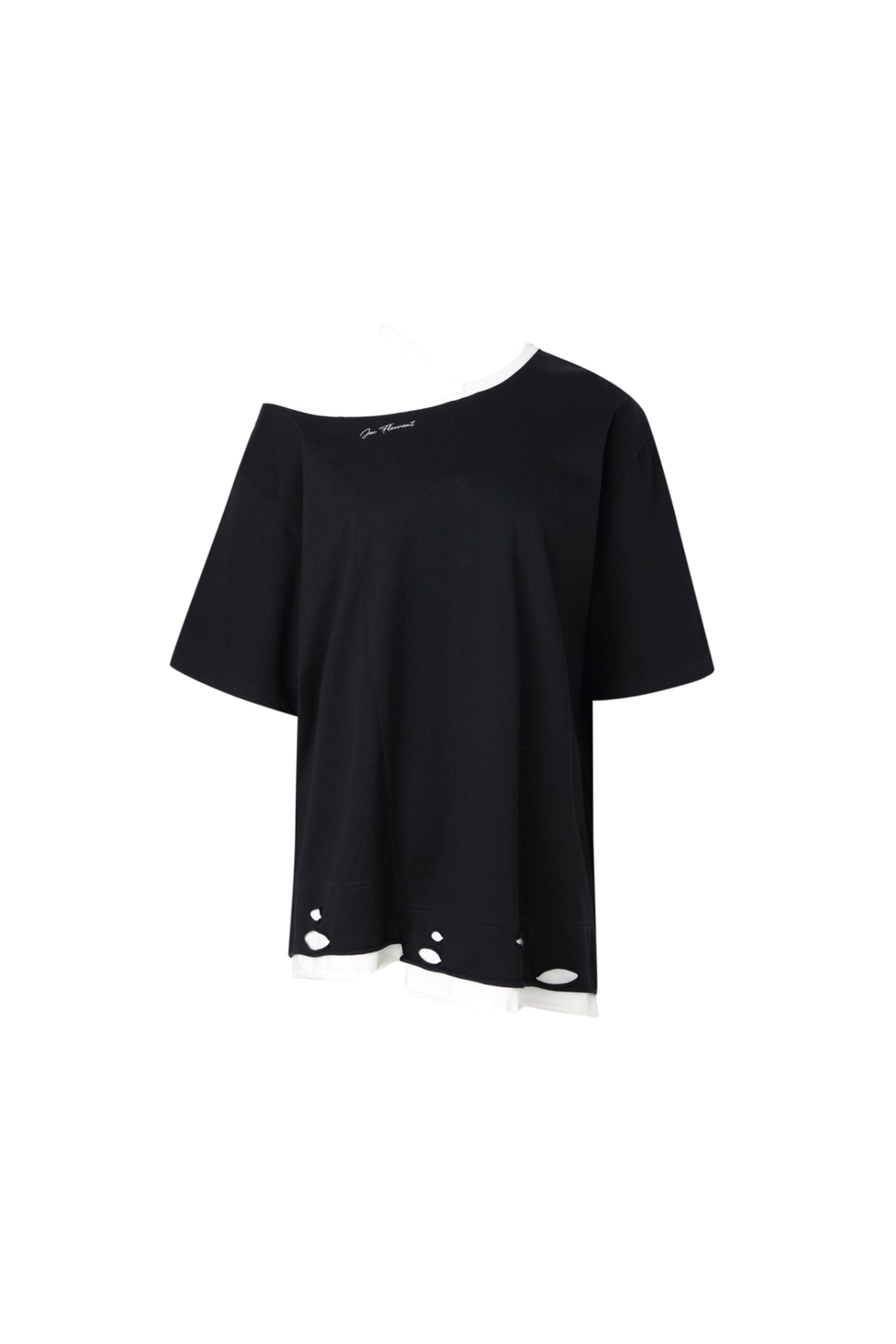 False Two-Piece Black & White Cold Shoulder Tee