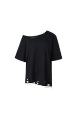 False Two-Piece Black & White Cold Shoulder Tee