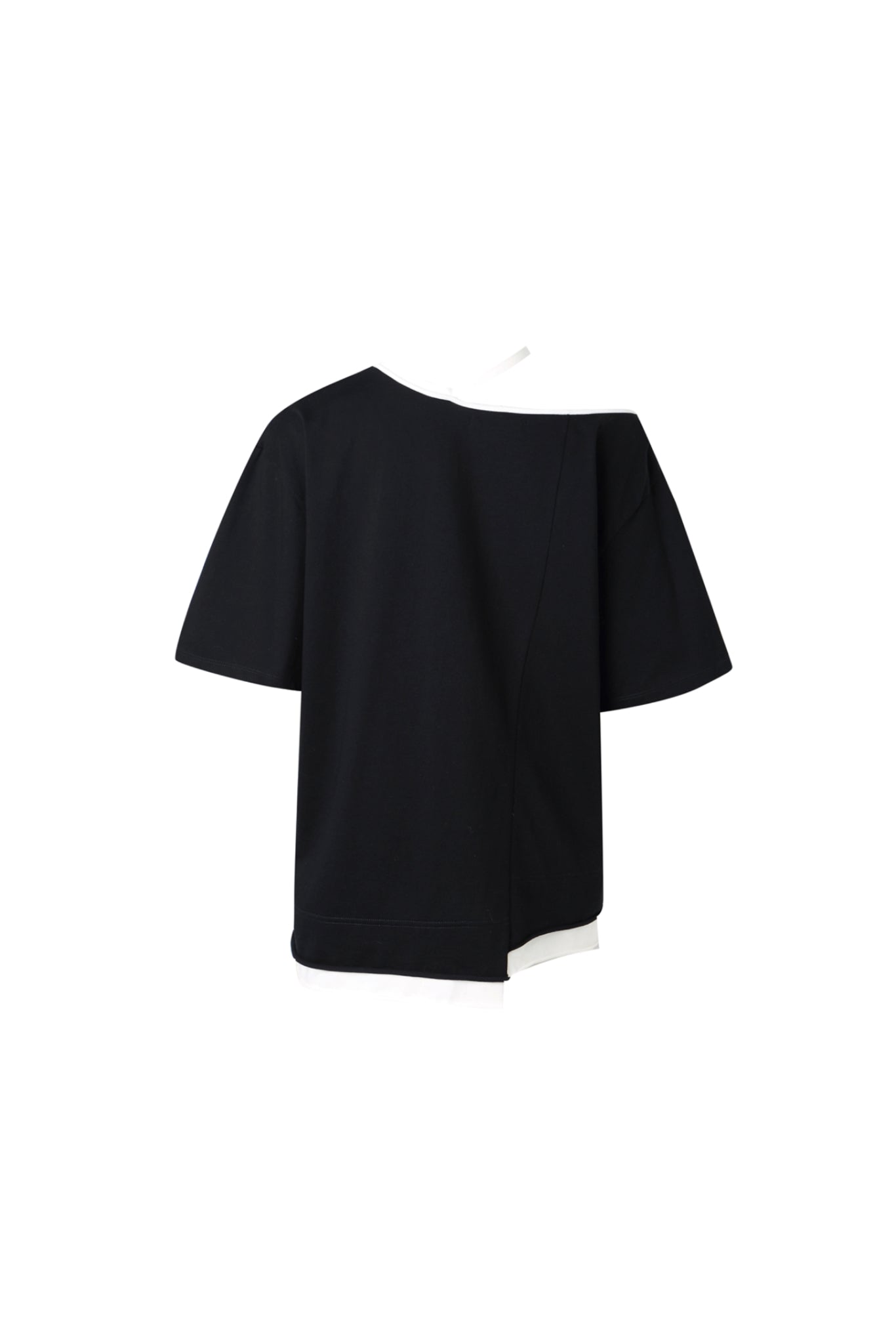 False Two-Piece Black & White Cold Shoulder Tee