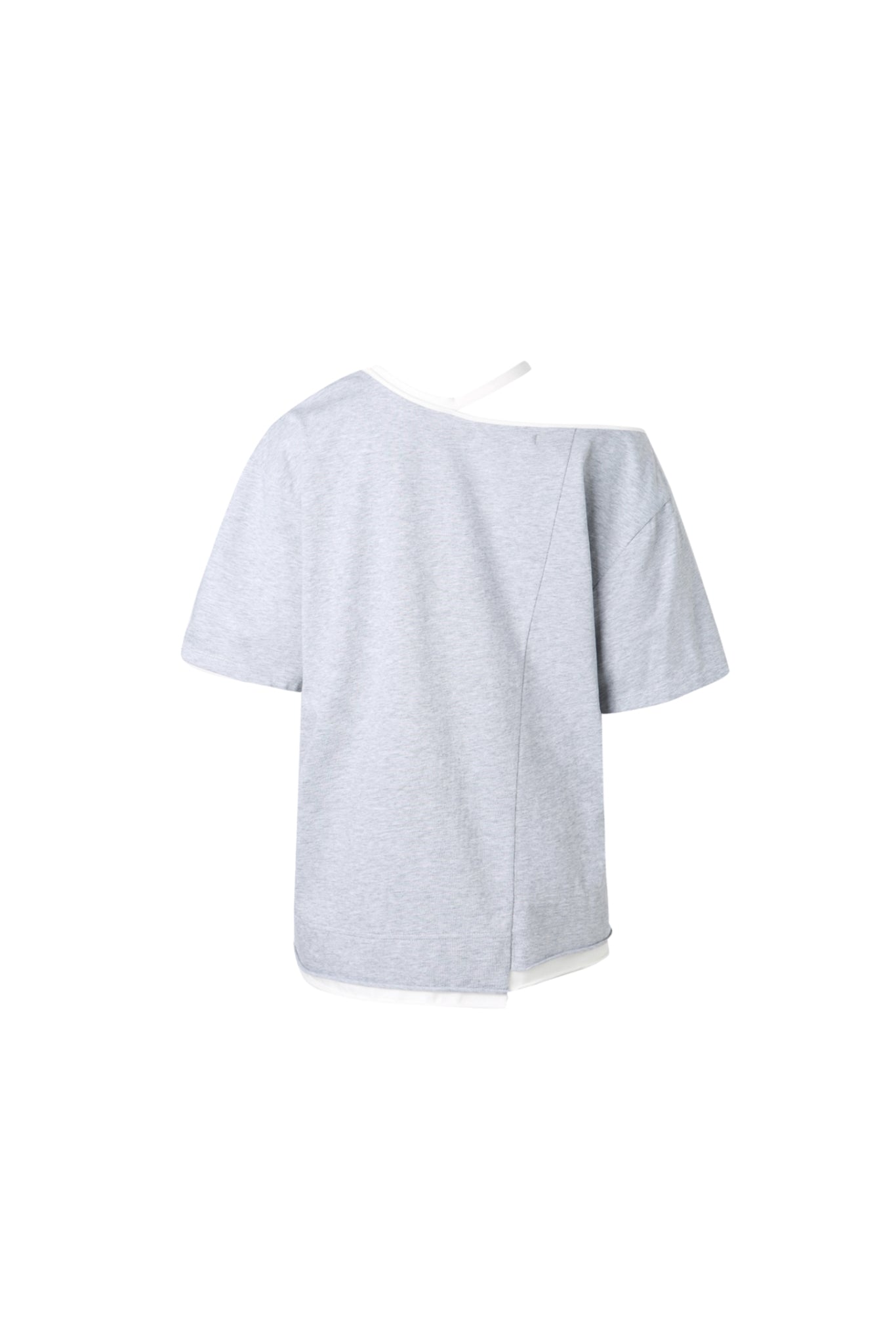 False Two-Piece Grey & White Cold Shoulder Tee