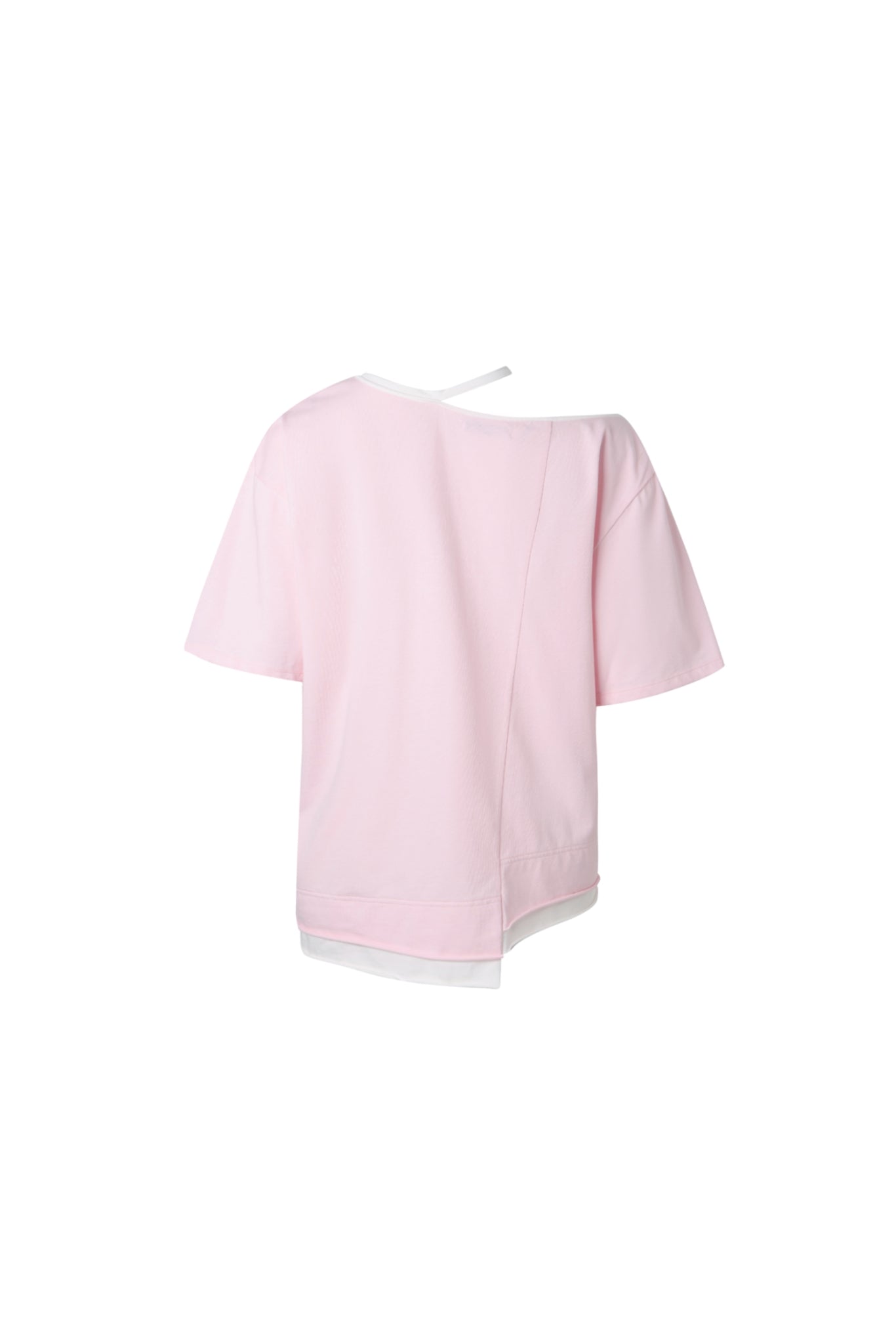 False Two-Piece Pink & White Cold Shoulder Tee