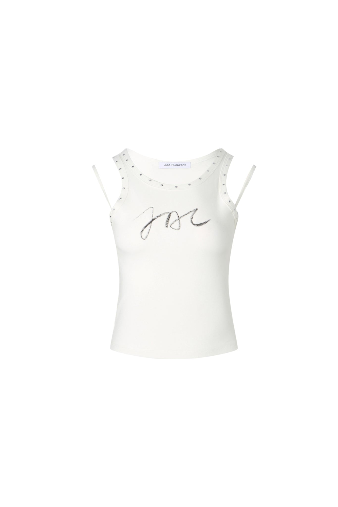 White Beaded Double Strap Camisole