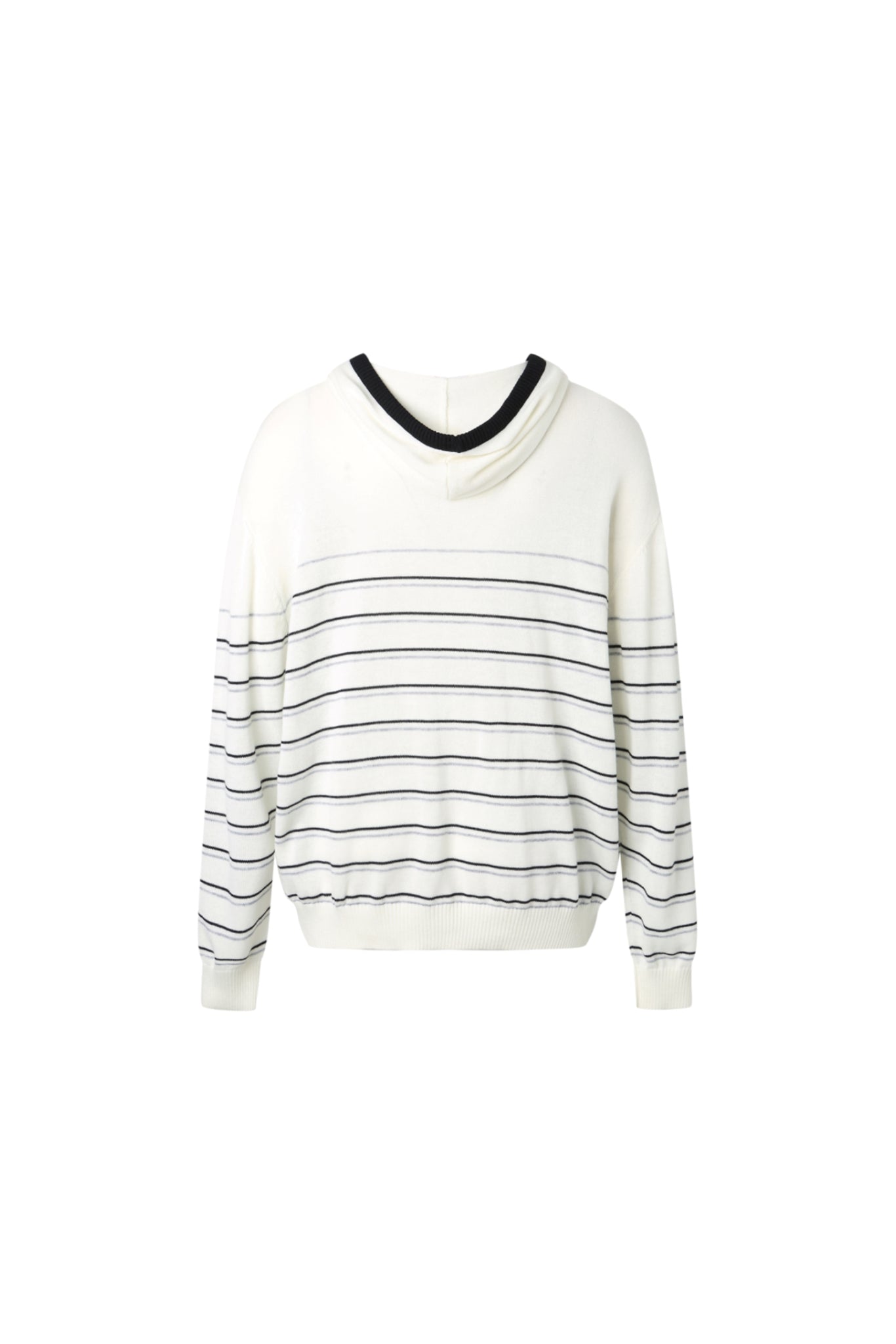 Striped Embroidered Logo Knit Hooded Sweater