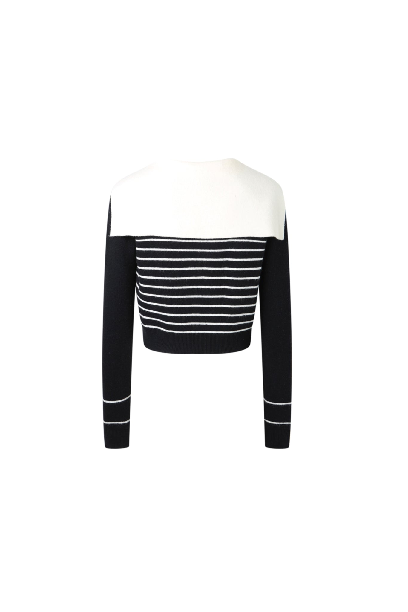 Black Stripe Notched Collar Knit Top