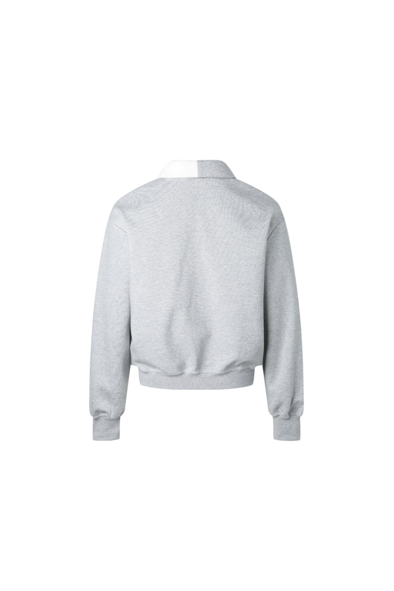 Grey & White Color Block Polo Collar Sweatshirt - Set