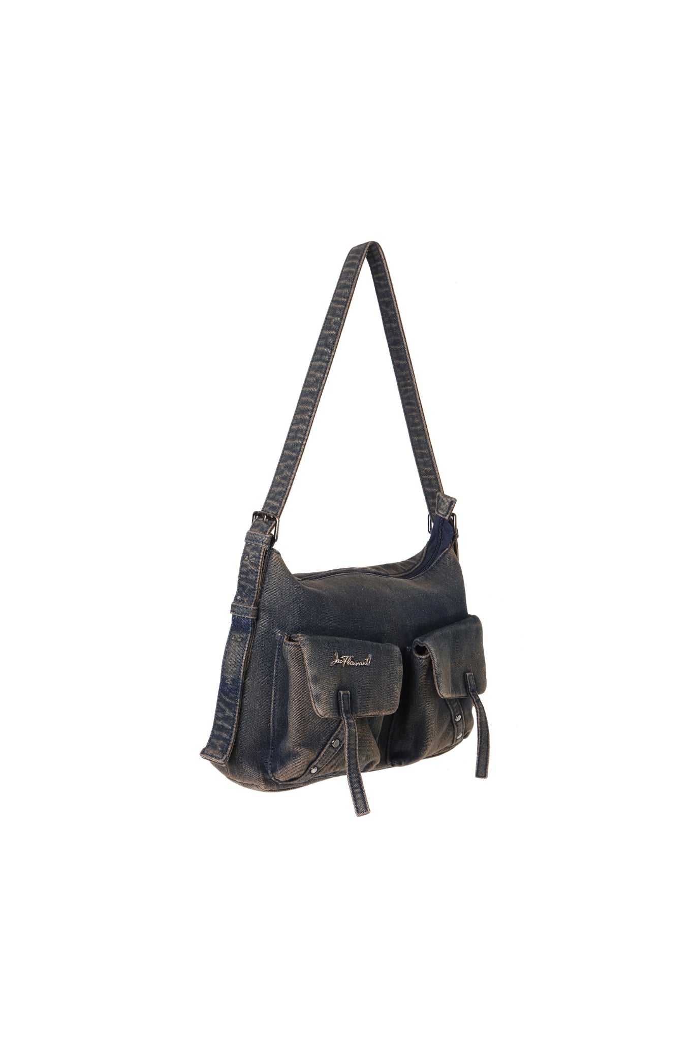 Washed Denim Pocket Crossbody Bag