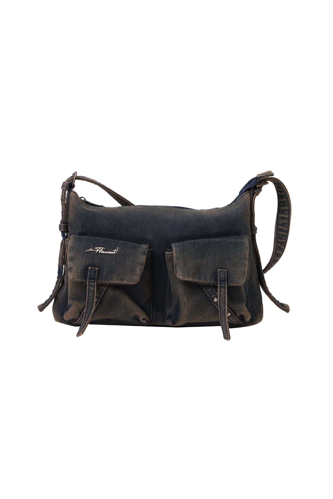 Washed Denim Pocket Crossbody Bag