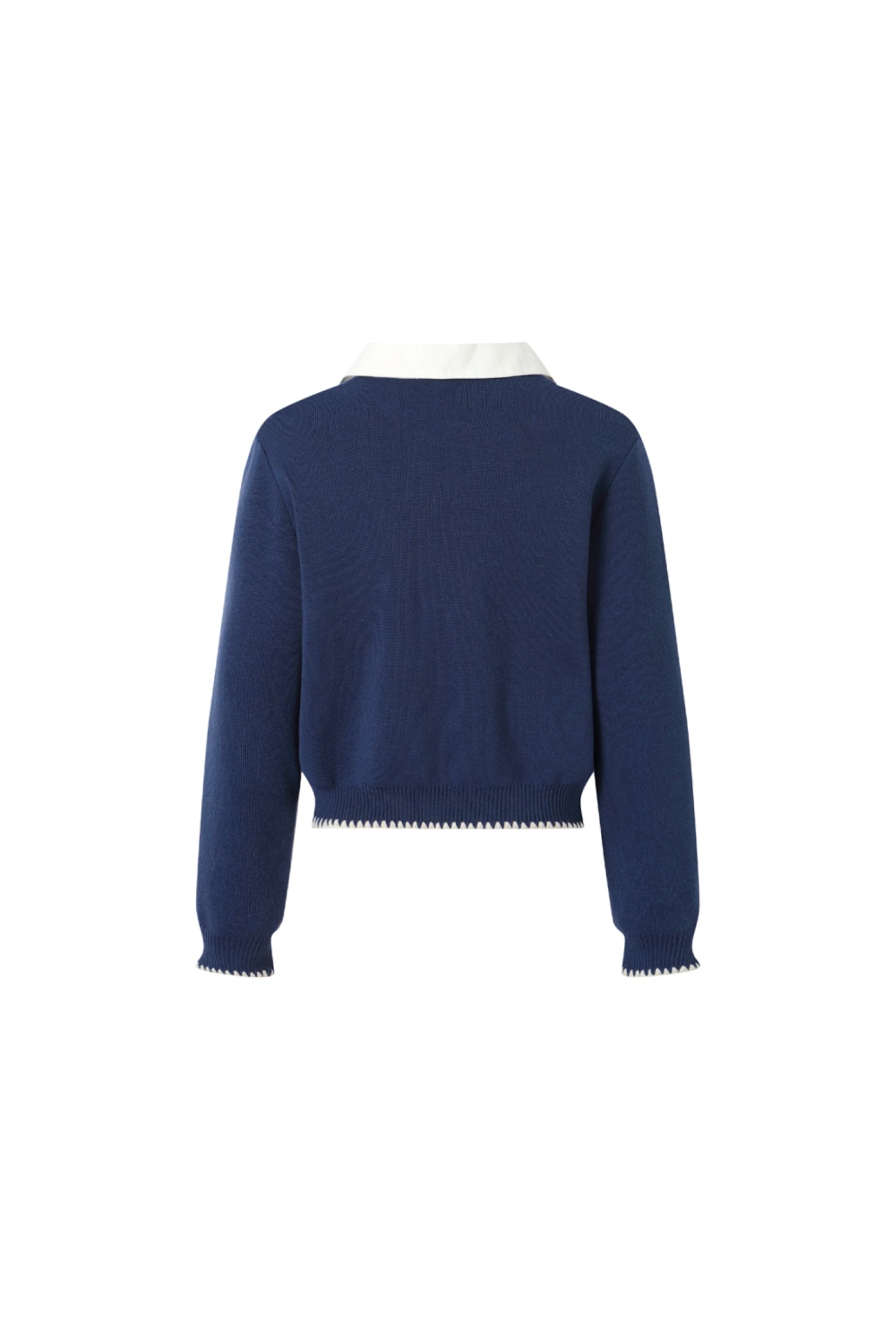 Navy Shirt Collar Logo Sweater - Set