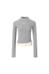 Grey & White Color Block Logo Top