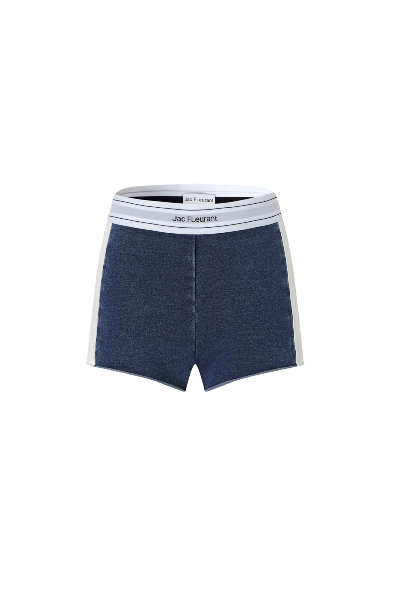 Elastic Rib Logo Navy Knit Denim Shorts - Set