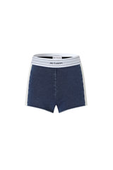 Elastic Rib Logo Navy Knit Denim Shorts - Set