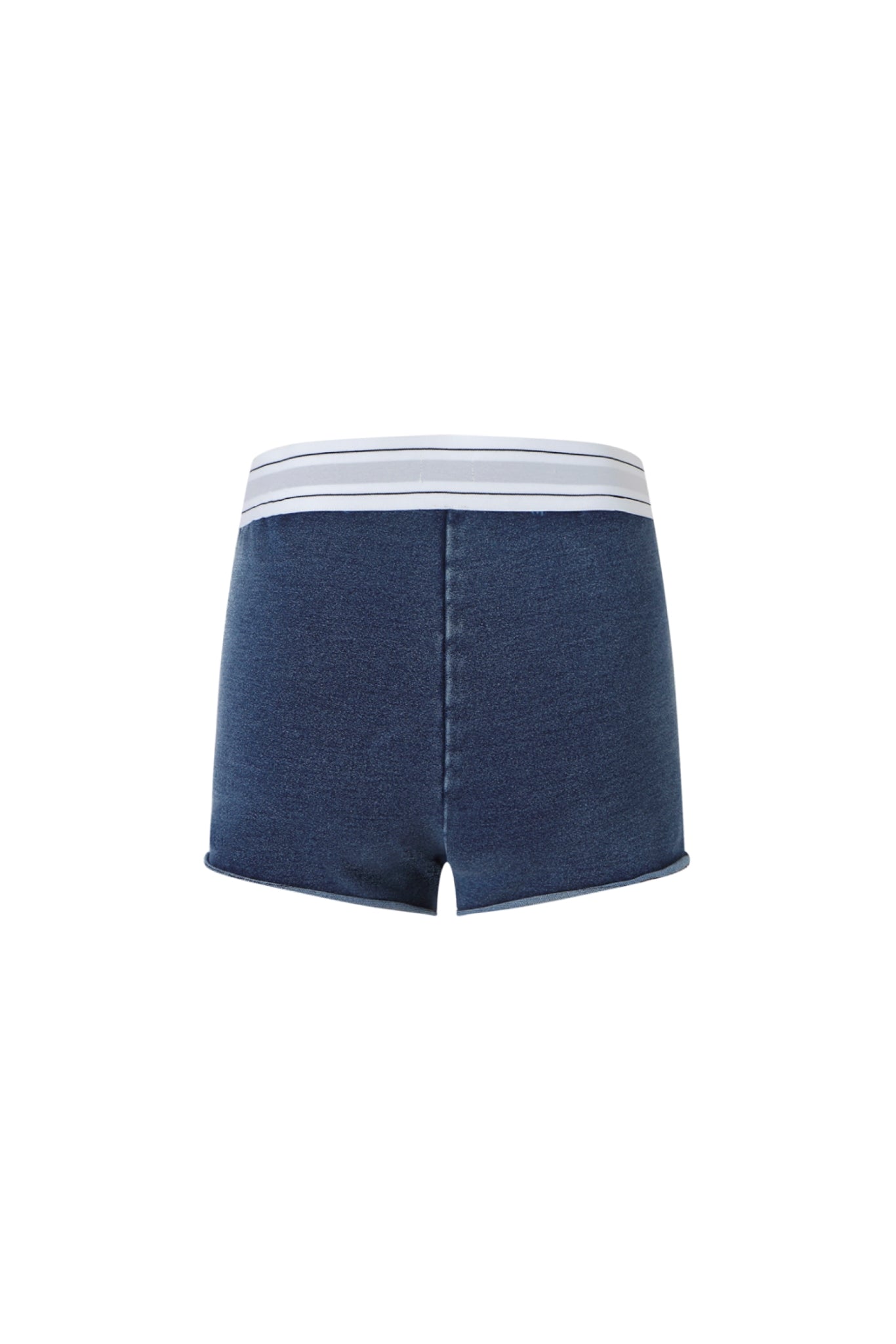 Elastic Rib Logo Navy Knit Denim Shorts - Set