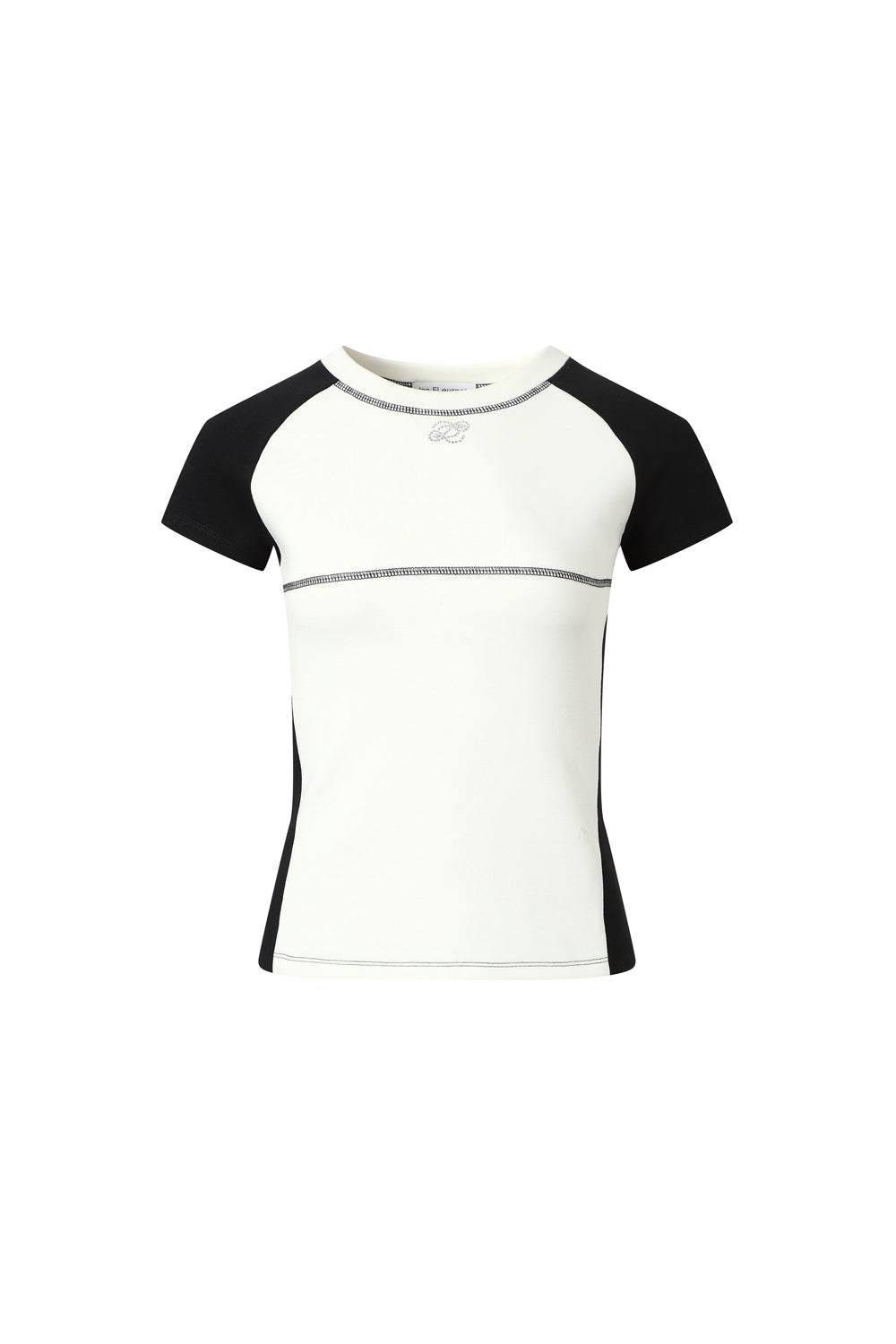 Clear thread shoulder-stitch diamond short-sleeved shirt