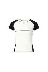 Clear thread shoulder-stitch diamond short-sleeved shirt