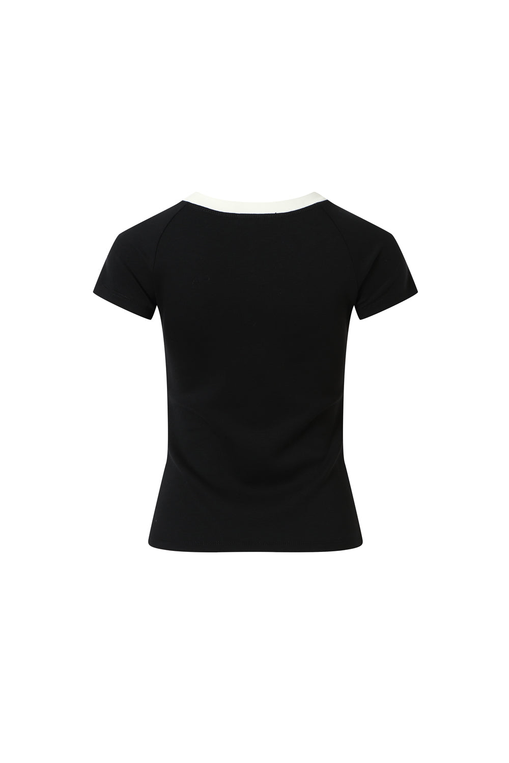 Clear thread shoulder-stitch diamond short-sleeved shirt