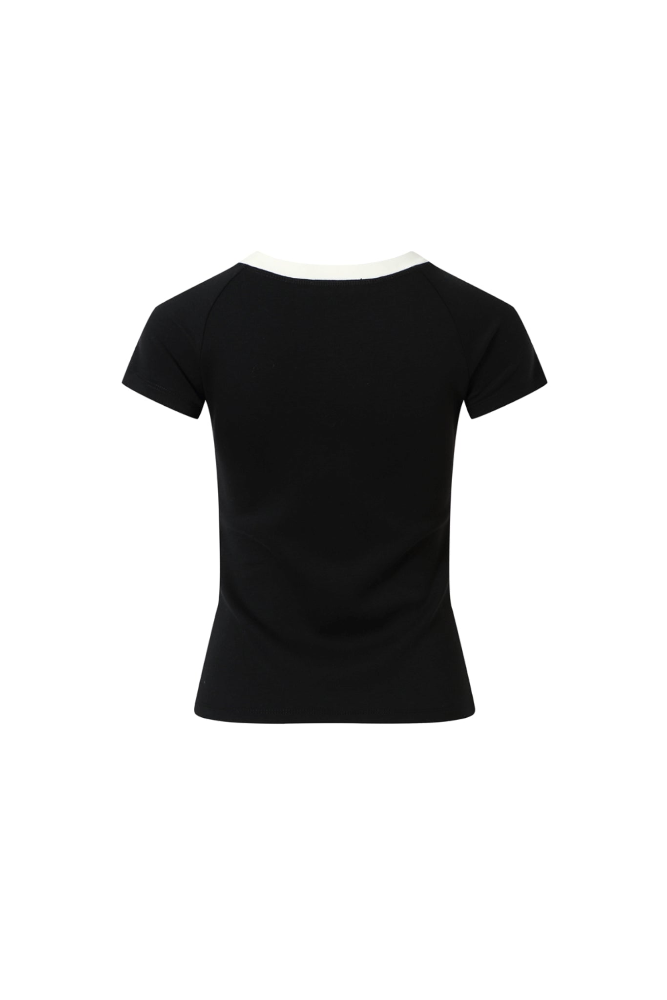 Airy Topstitch Raglan Rhinestone Short Sleeve Top