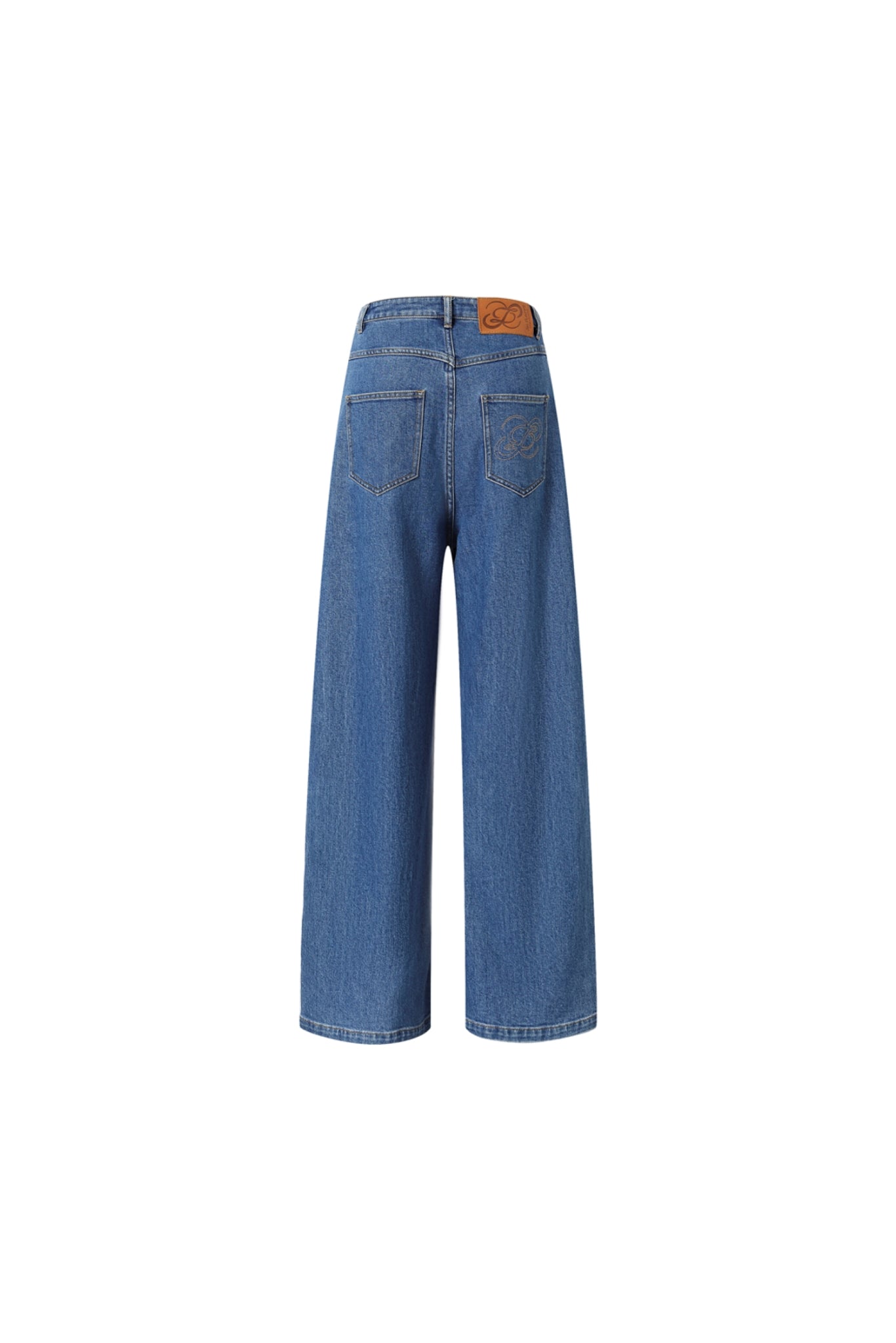 Classic Blue Misplaced Waist Curved Hem Jeans