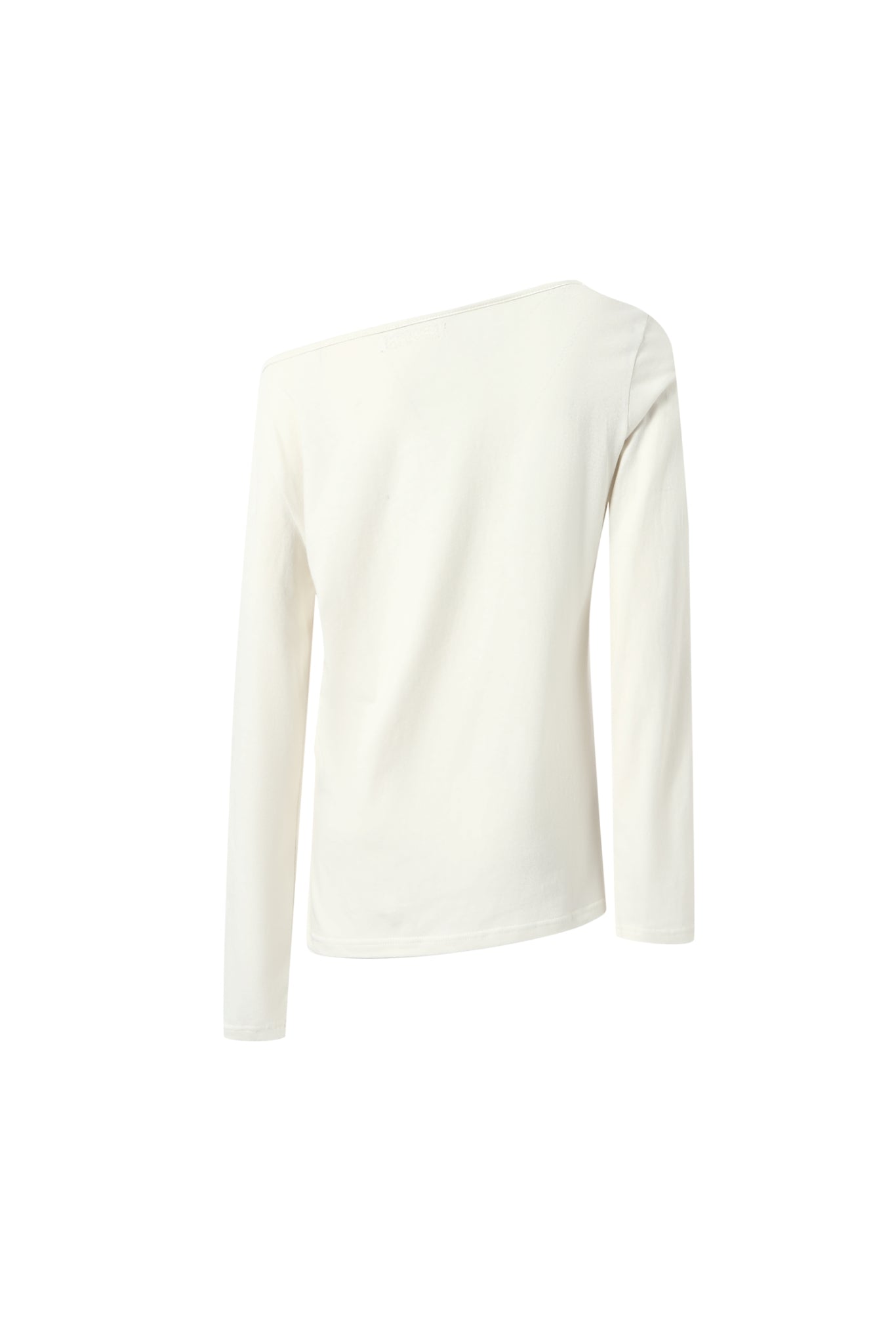 One-Shoulder Logo Print Long Sleeve Top