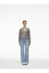 Grey Tassel Fringe Crop Cardigan