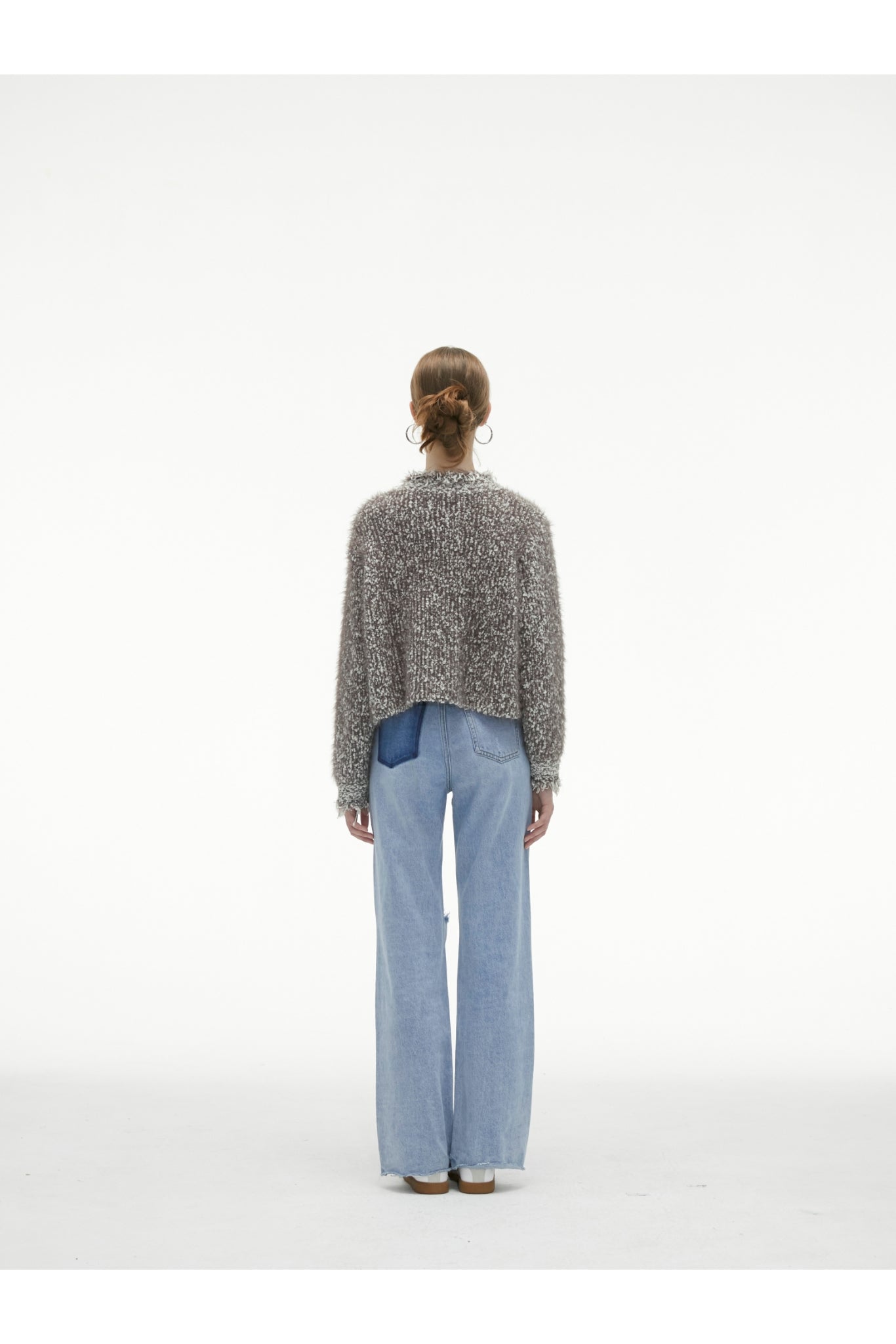 Grey Tassel Fringe Crop Cardigan