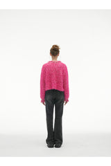 Magenta Tassel Fringe Crop Cardigan