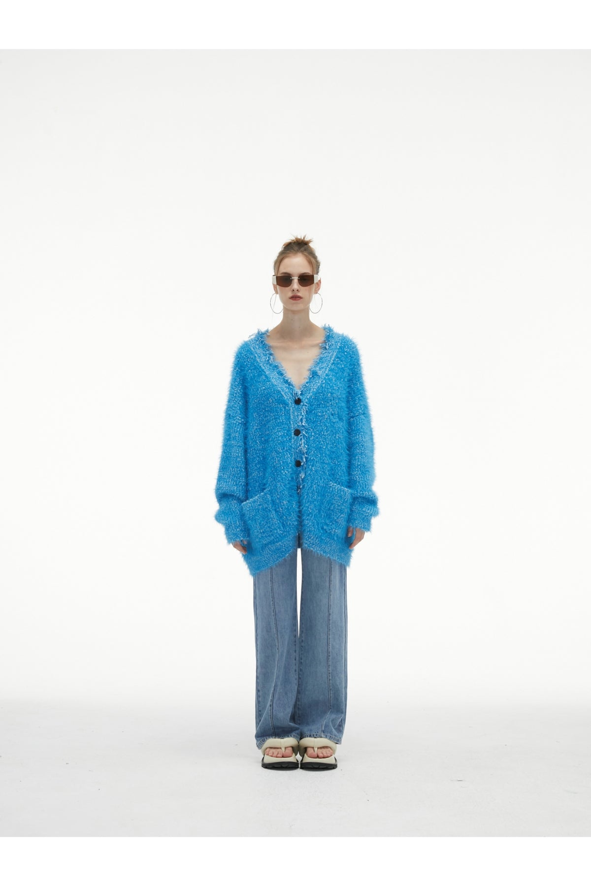 Blue Tassel Fringe Long Cardigan