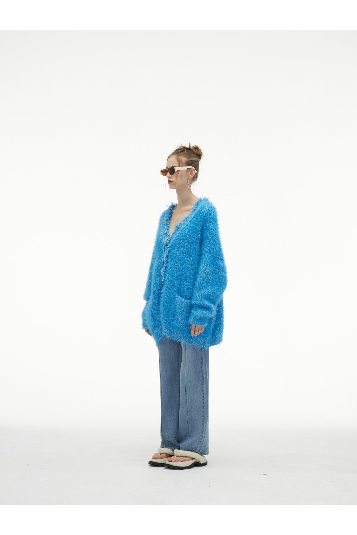 Blue Tassel Fringe Long Cardigan