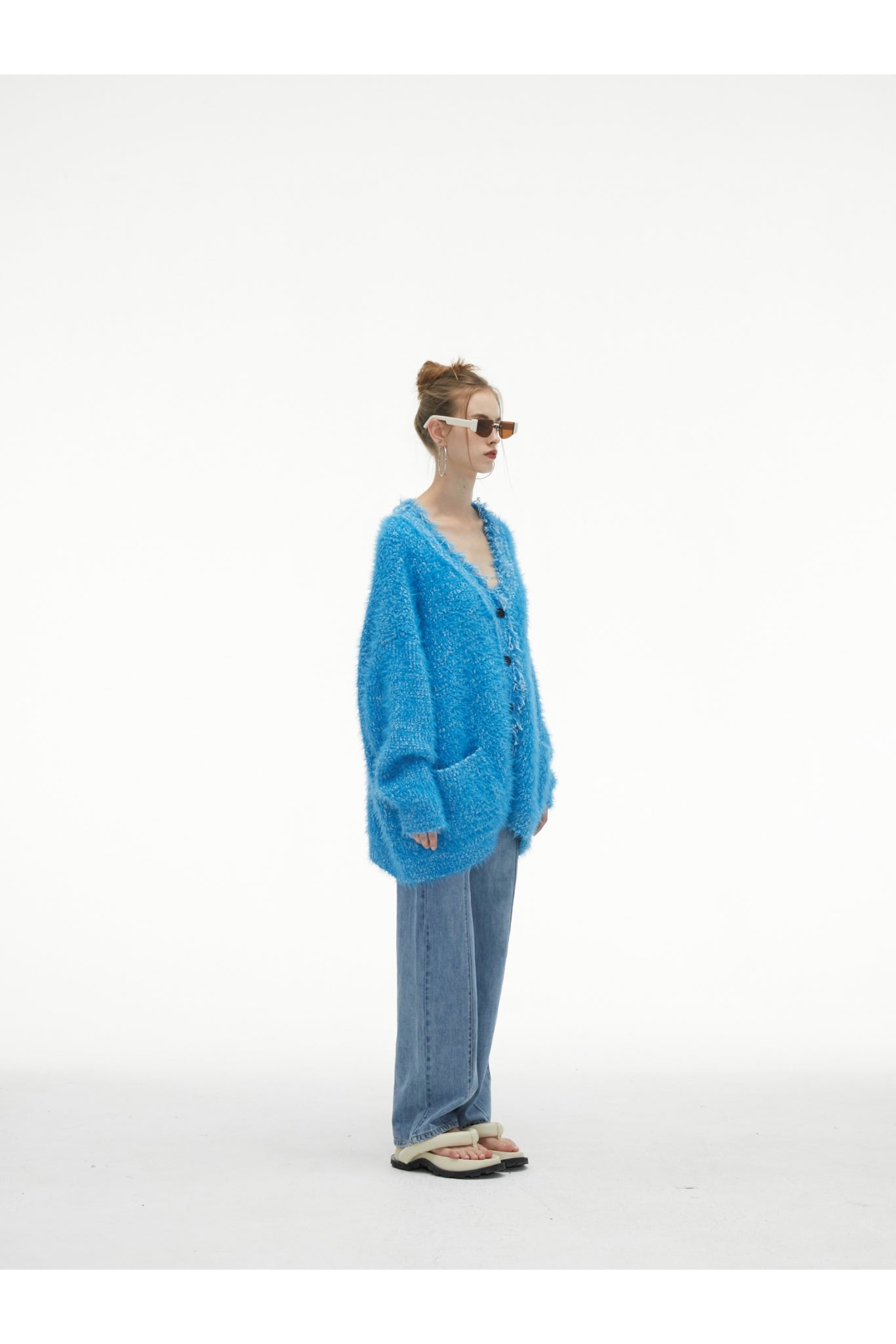 Blue Tassel Fringe Long Cardigan