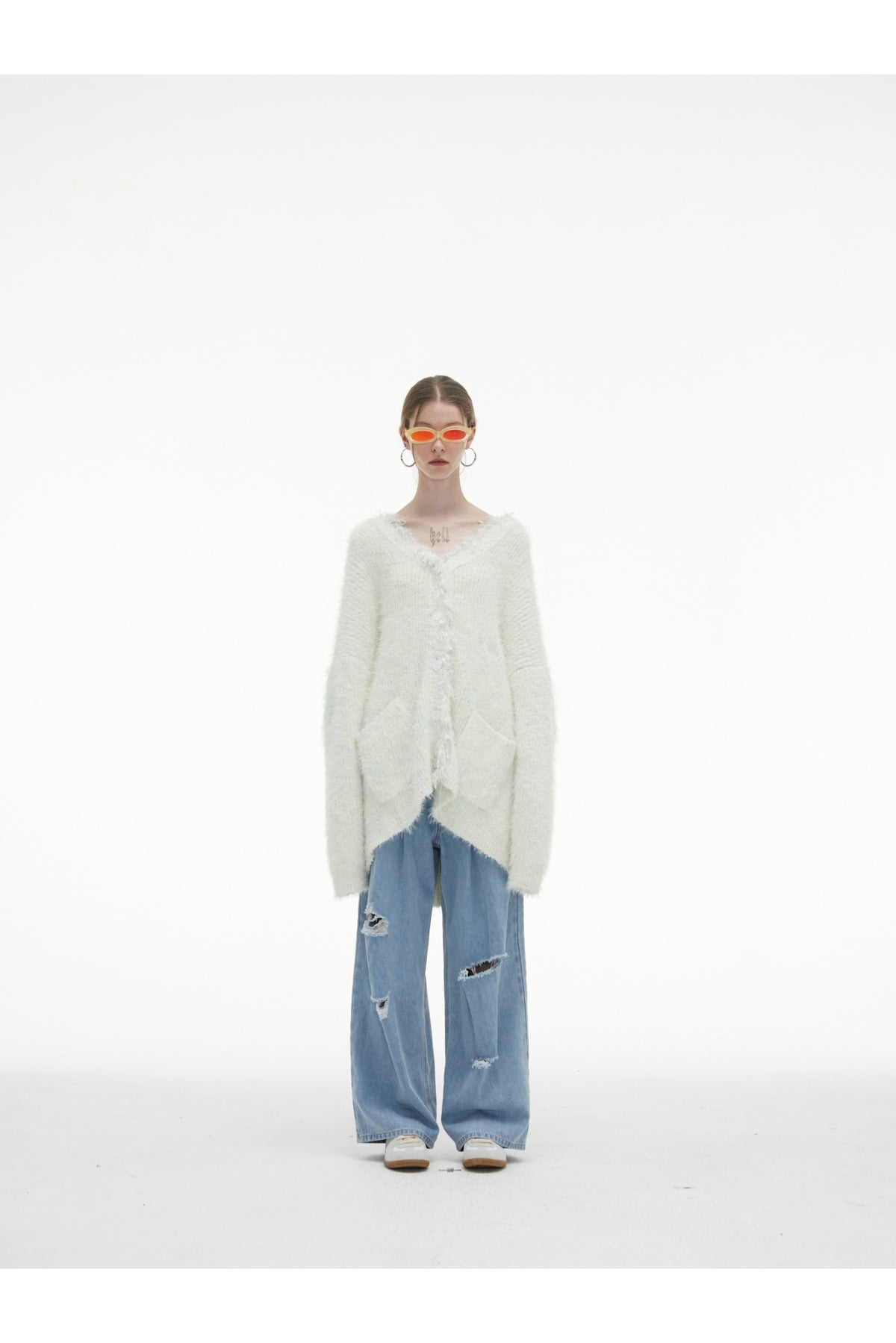 White Tassel Fringe Long Cardigan