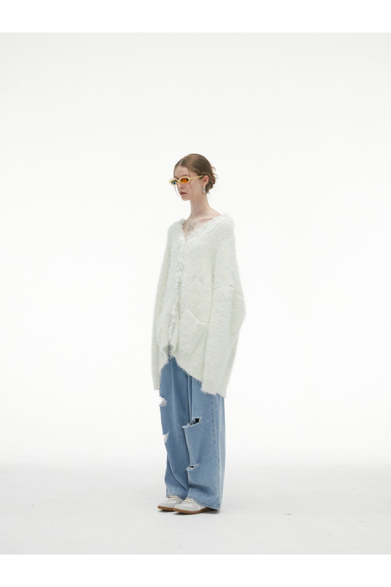 White Tassel Fringe Long Cardigan