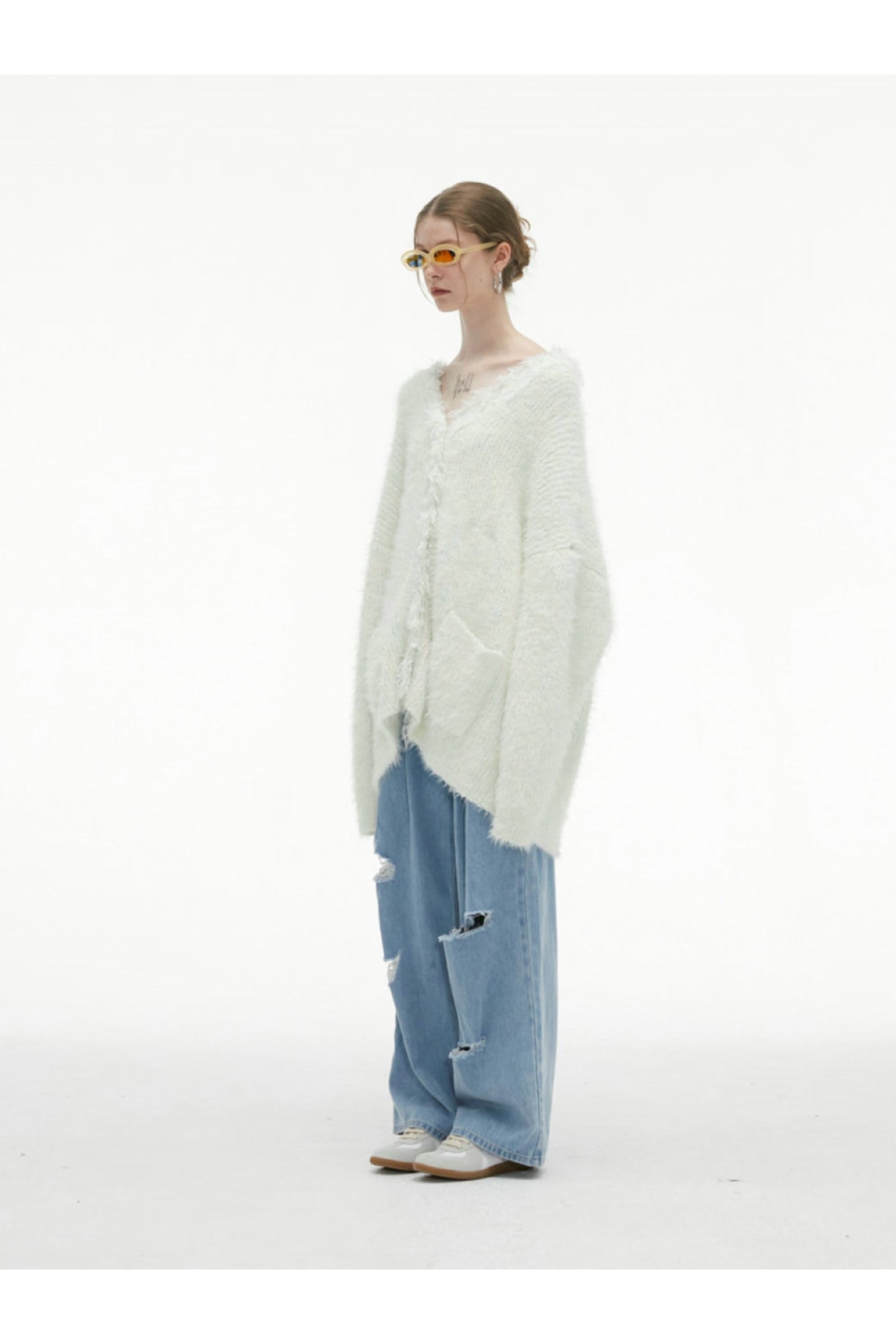 White Tassel Fringe Long Cardigan