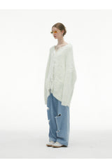 White Tassel Fringe Long Cardigan