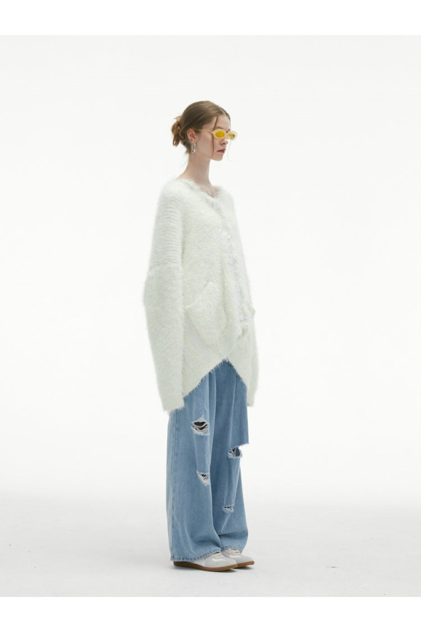 White Tassel Fringe Long Cardigan