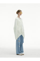 White Tassel Fringe Long Cardigan