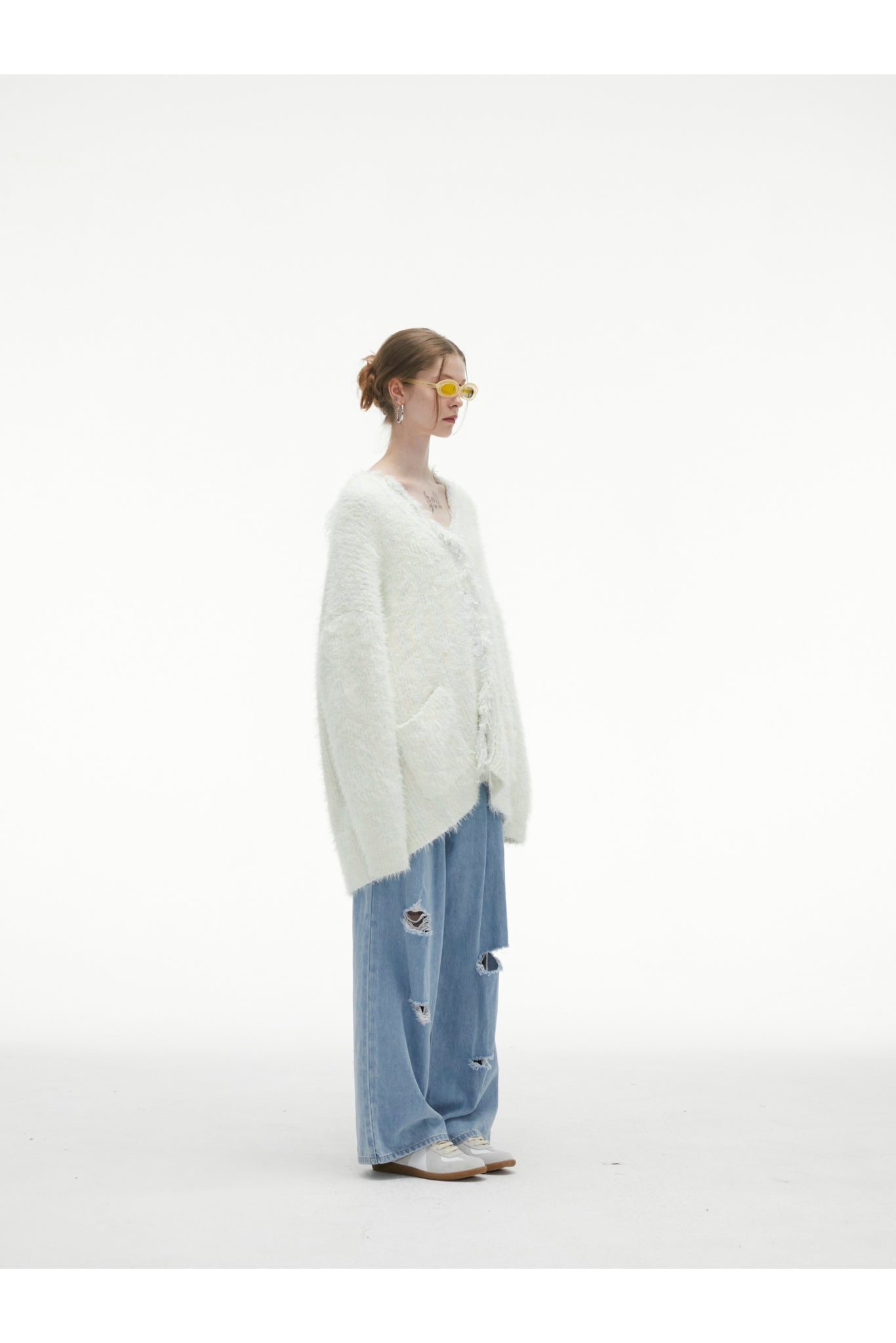 White Tassel Fringe Long Cardigan
