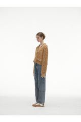 Brown Tassel Fringe Crop Cardigan