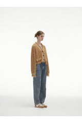 Brown Tassel Fringe Crop Cardigan