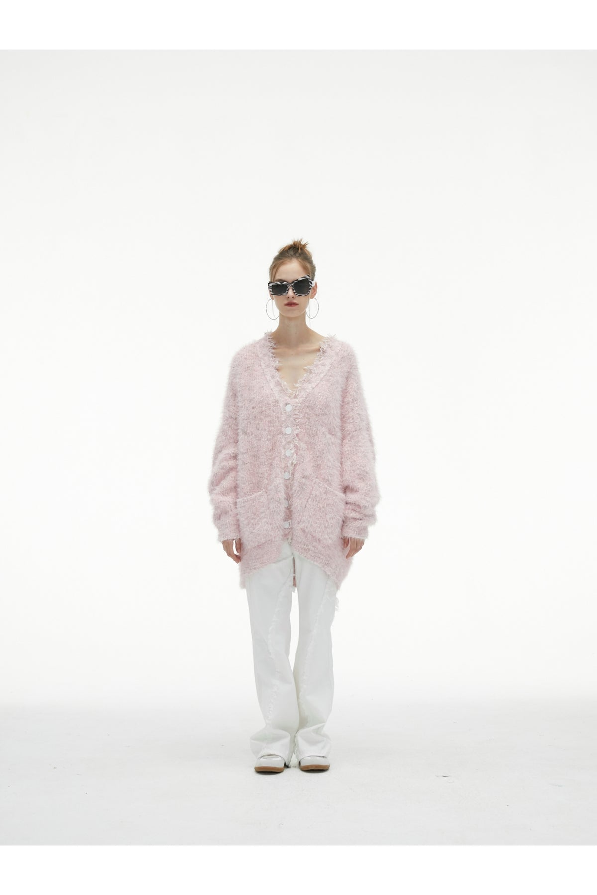 Pink Tassel Fringe Long Cardigan