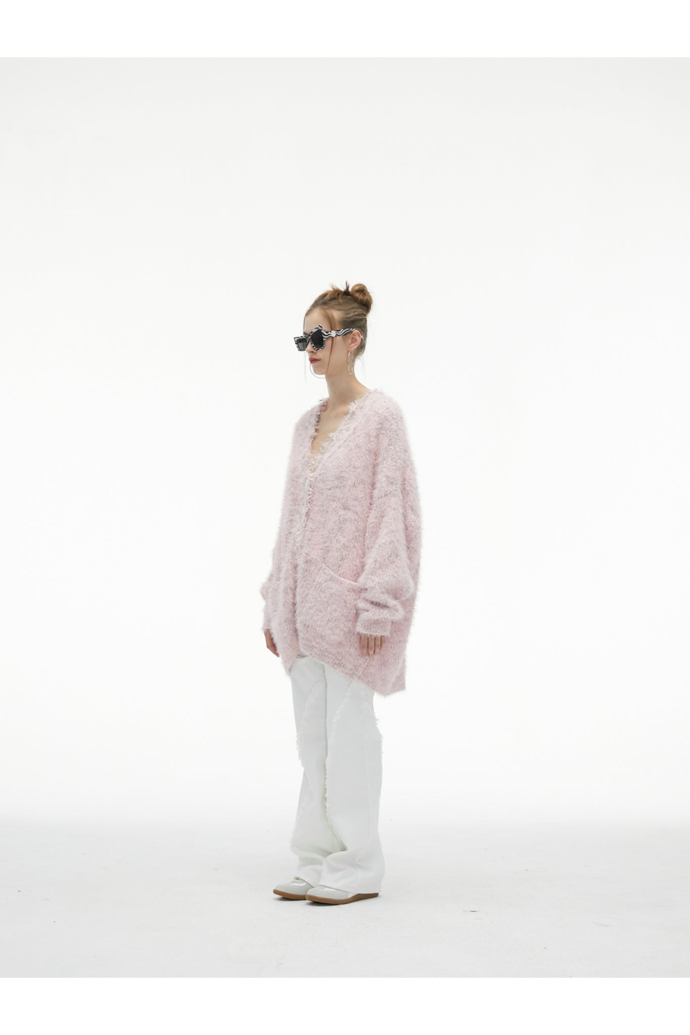 Pink Tassel Fringe Long Cardigan