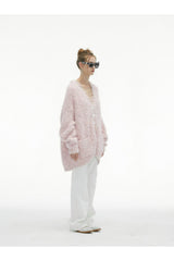 Pink Tassel Fringe Long Cardigan